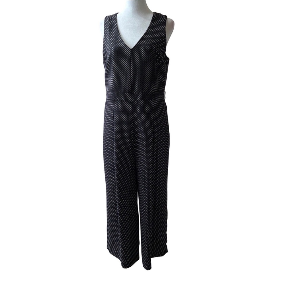 Banana Republic Womens Black White Polka Dot Sleeveless Maxi Jumpsuit Size 4‎